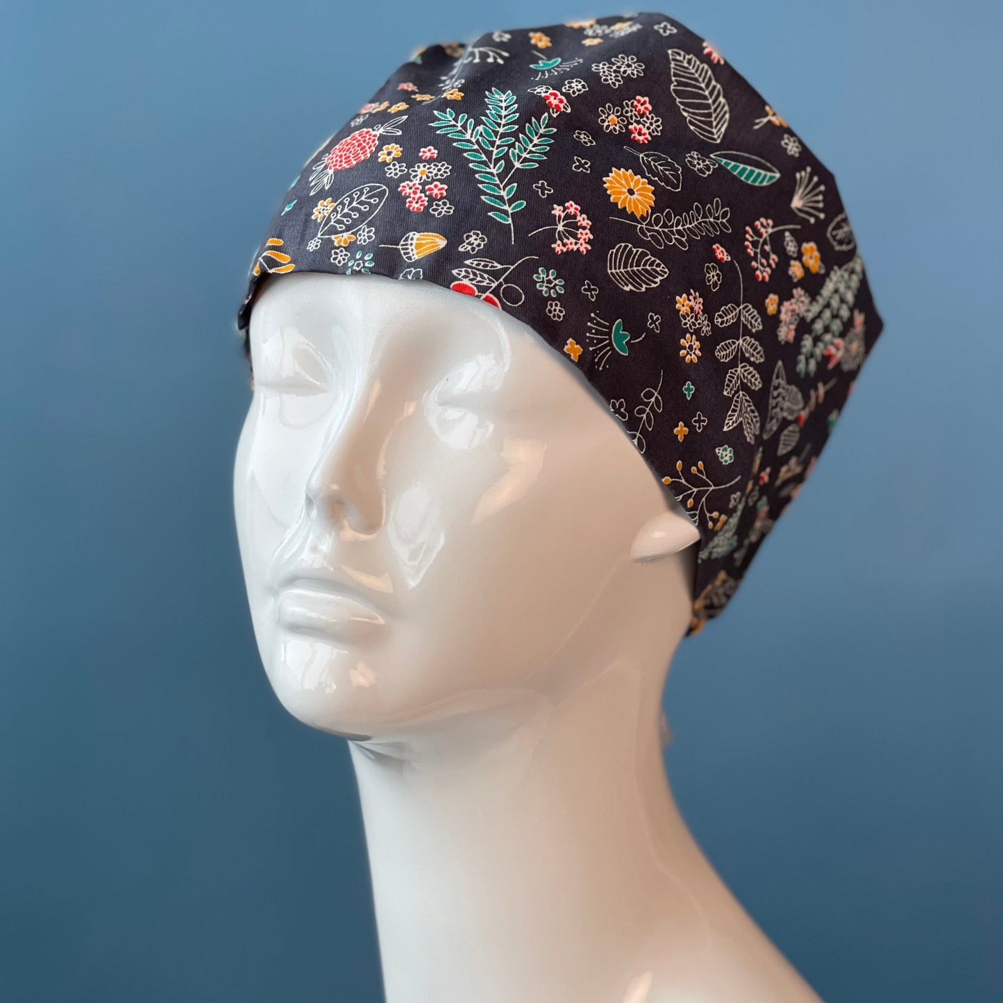 غطاء رأس طبي برسومات زهور Navy