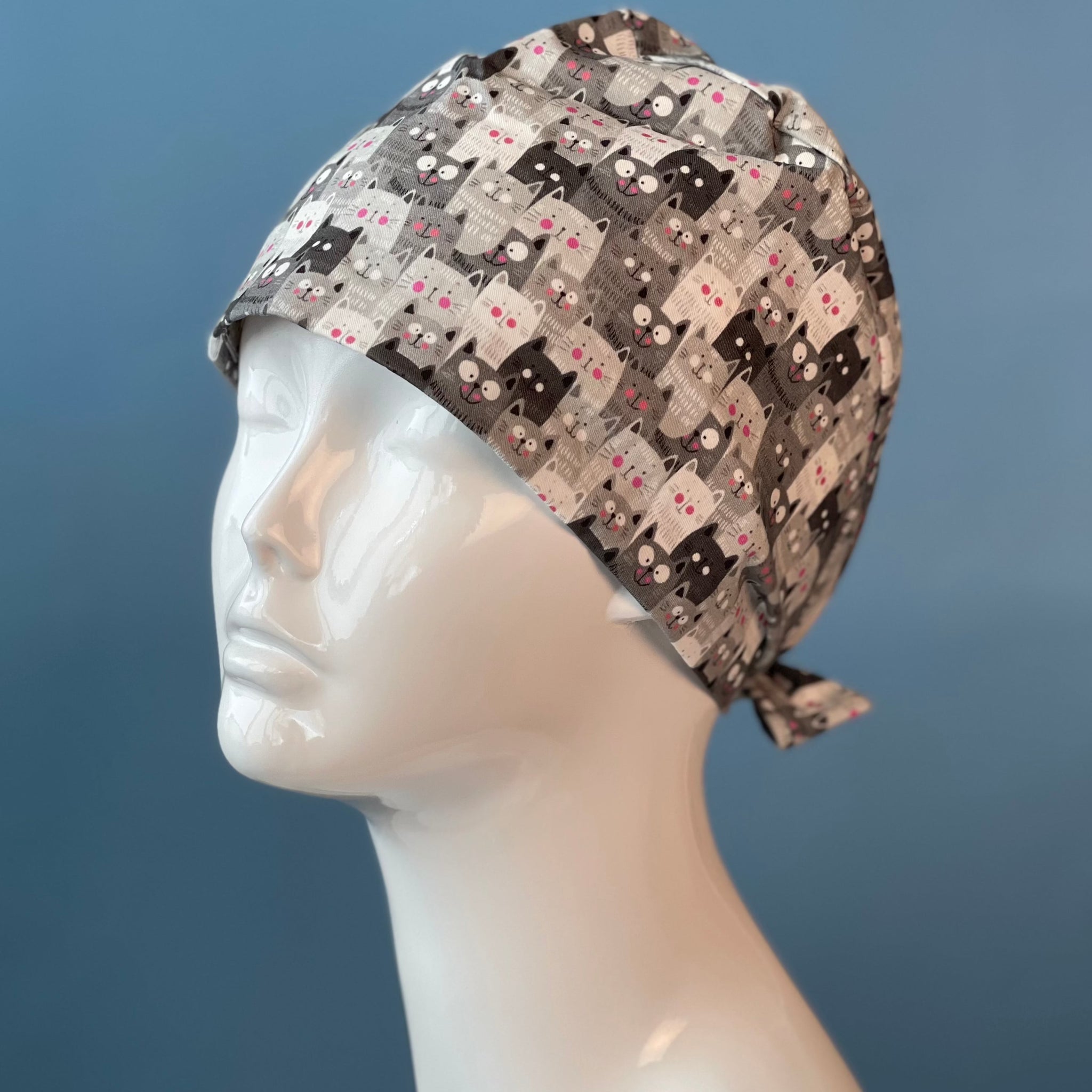 غطاء رأس طبي برسومات للقطط Gray