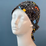 غطاء رأس طبي برسومات هندسية Black