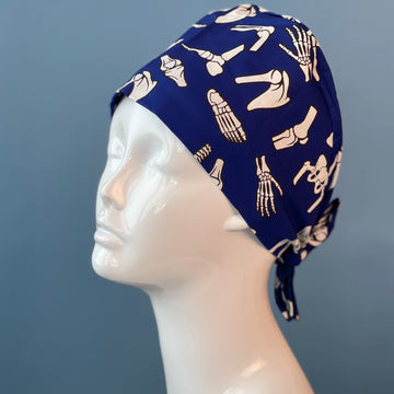 غطاء رأس طبي برسومات هيكل عظمي Royal Blue