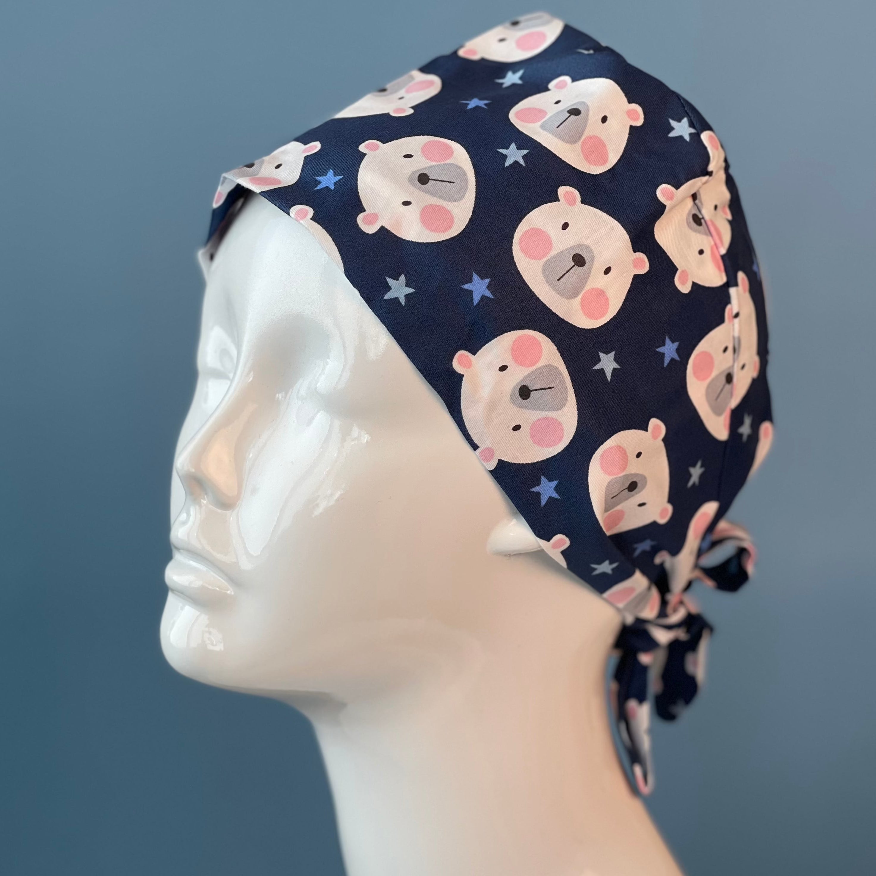 غطاء رأس طبي برسومات وجه دب Navy